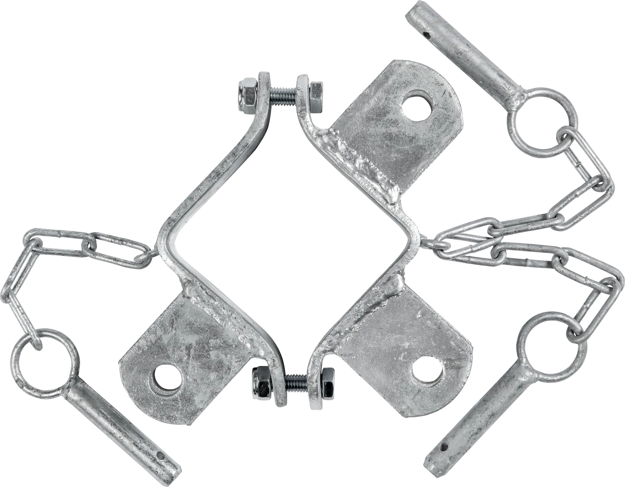 Schelle Quadrat 90 mm, 3 Halter, winklig, vz