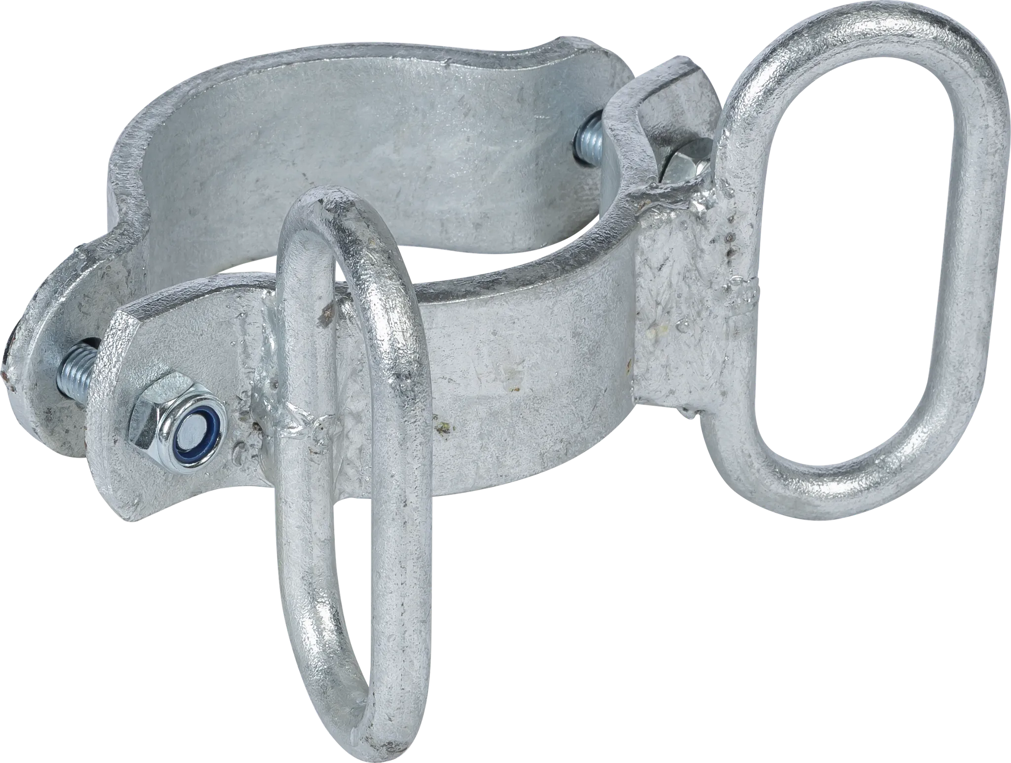 Schelle d=102 mm, 2 Riegelhalter, winklig, vz