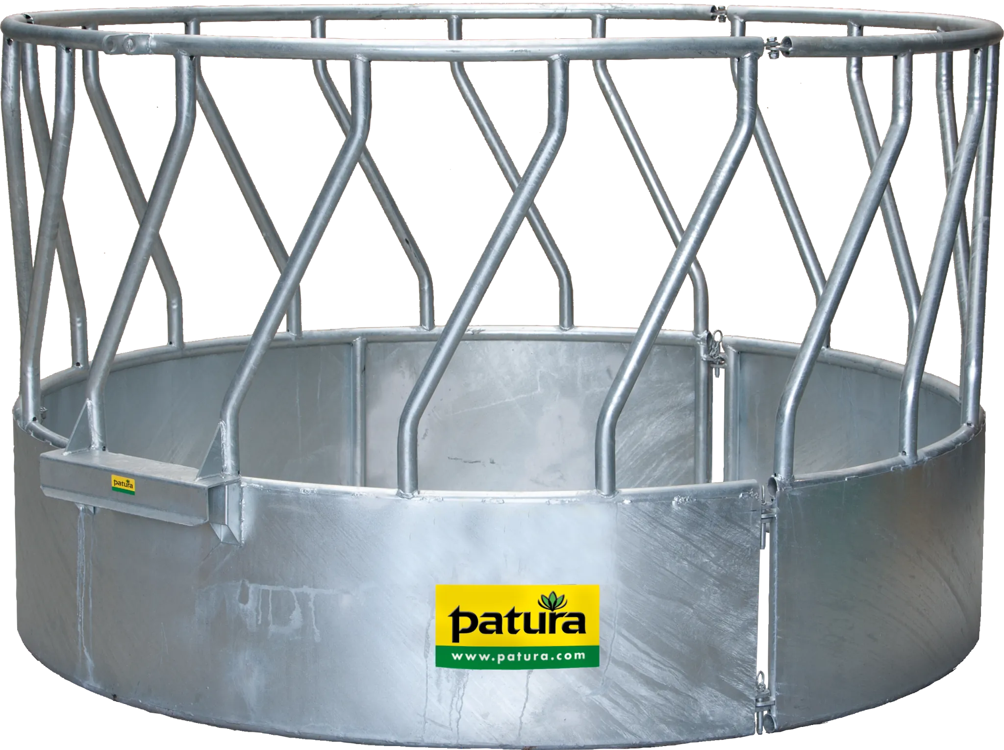 Rundraufe mit Schrägfressgittern, 3-teilig, d= 2,10 m, 18 Fressöffnungen