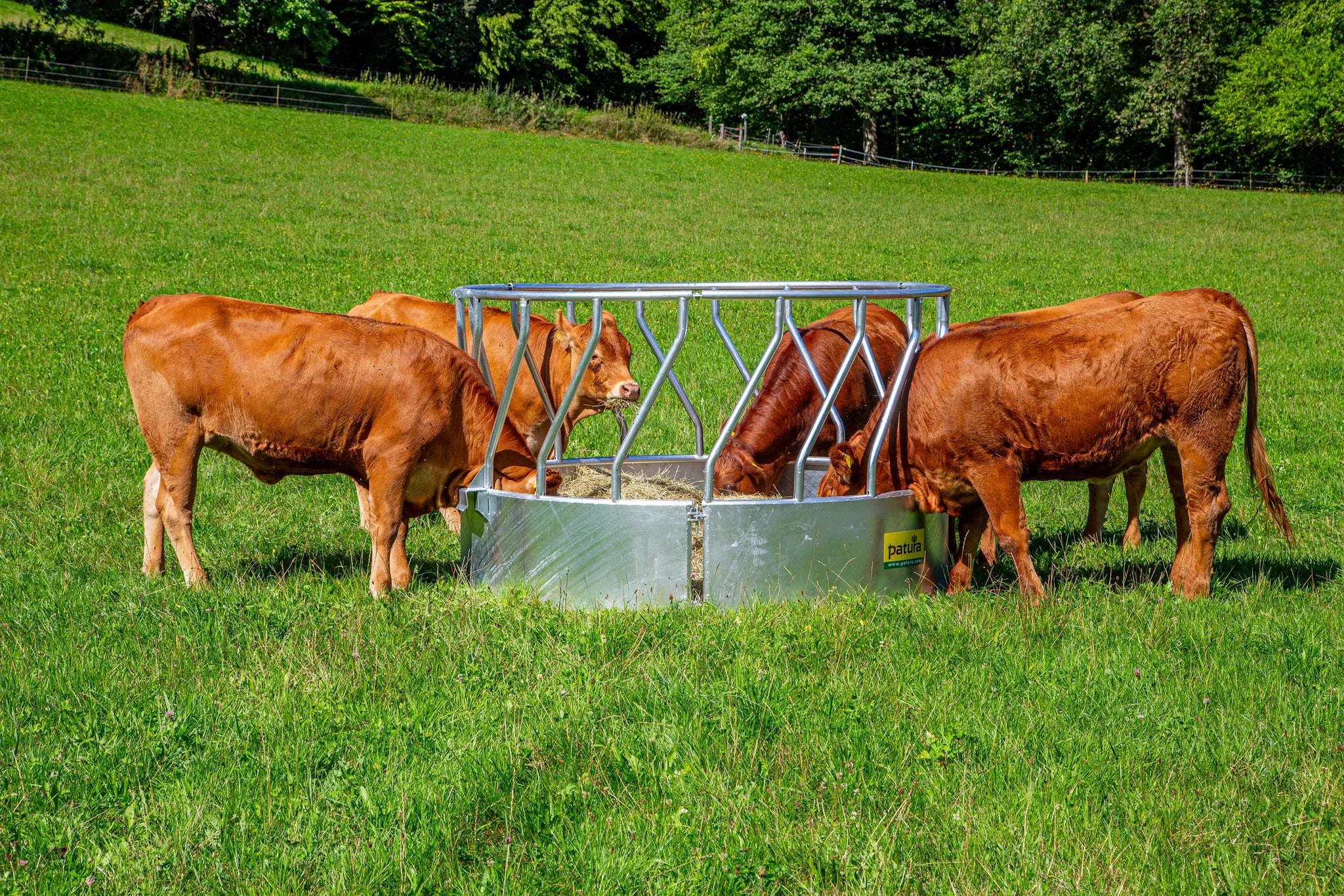 Rundraufe mit Schrägfressgittern, 3-teilig, d= 2,10 m, 18 Fressöffnungen