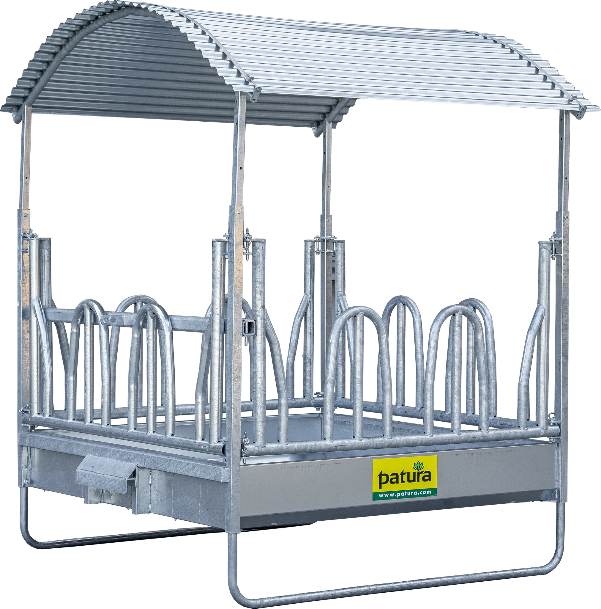 Profi-Viereckraufe mit Palisadenfressgitter und Dach