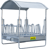 Profi-Viereckraufe mit Palisadenfressgitter und Dach