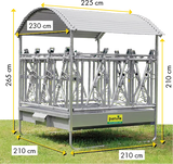 Profi-Viereckraufe mit Sicherheits- Fangfressgitter und Dach