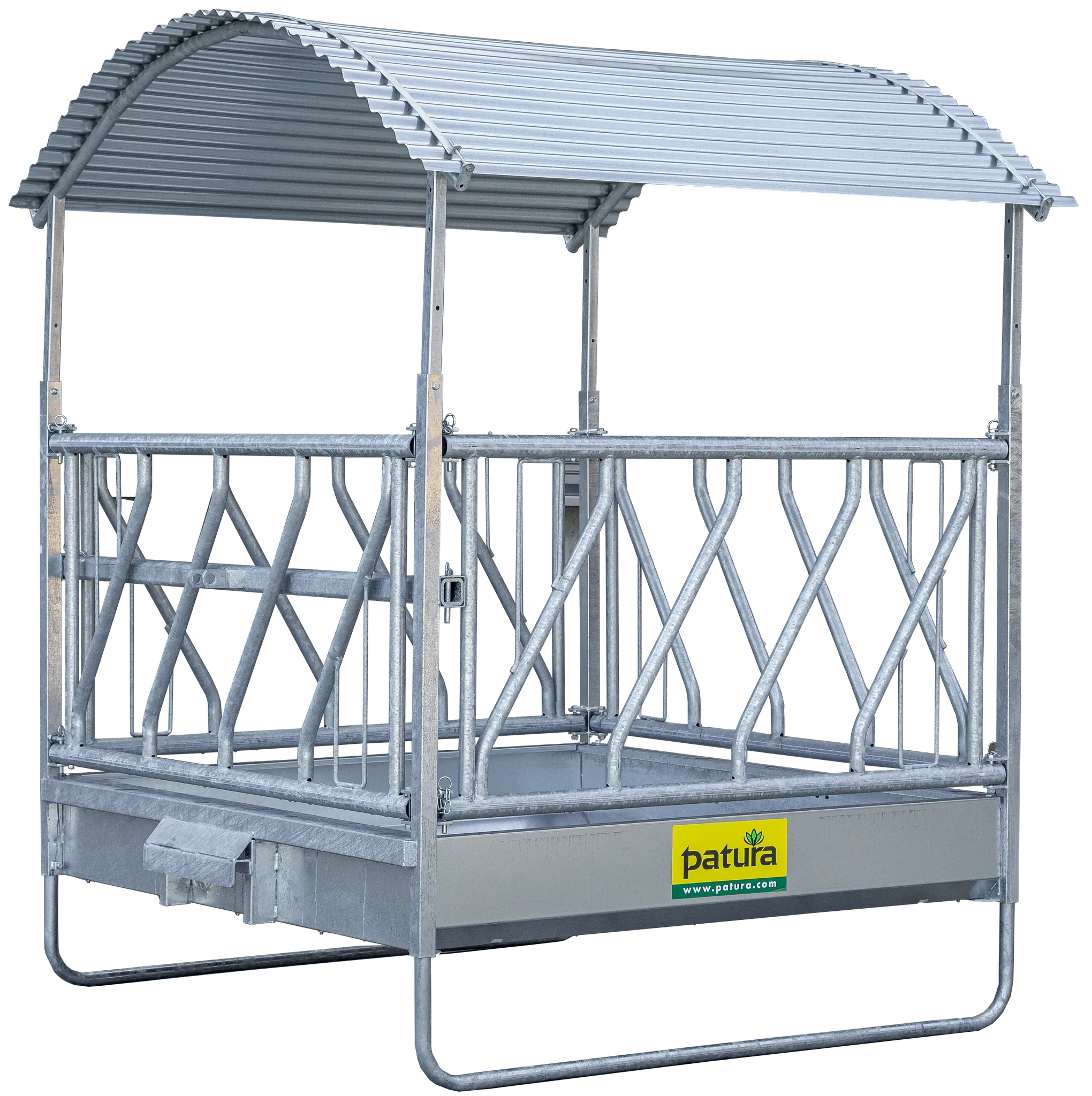 Profi-Viereckraufe mit Schrägfressgittern und Dach