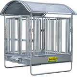 Profi-Viereckraufe mit Sicherheits-Pferdefressgittern und Dach