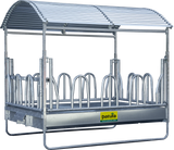 Großballenraufe mit Palisadenfressgittern und Dach