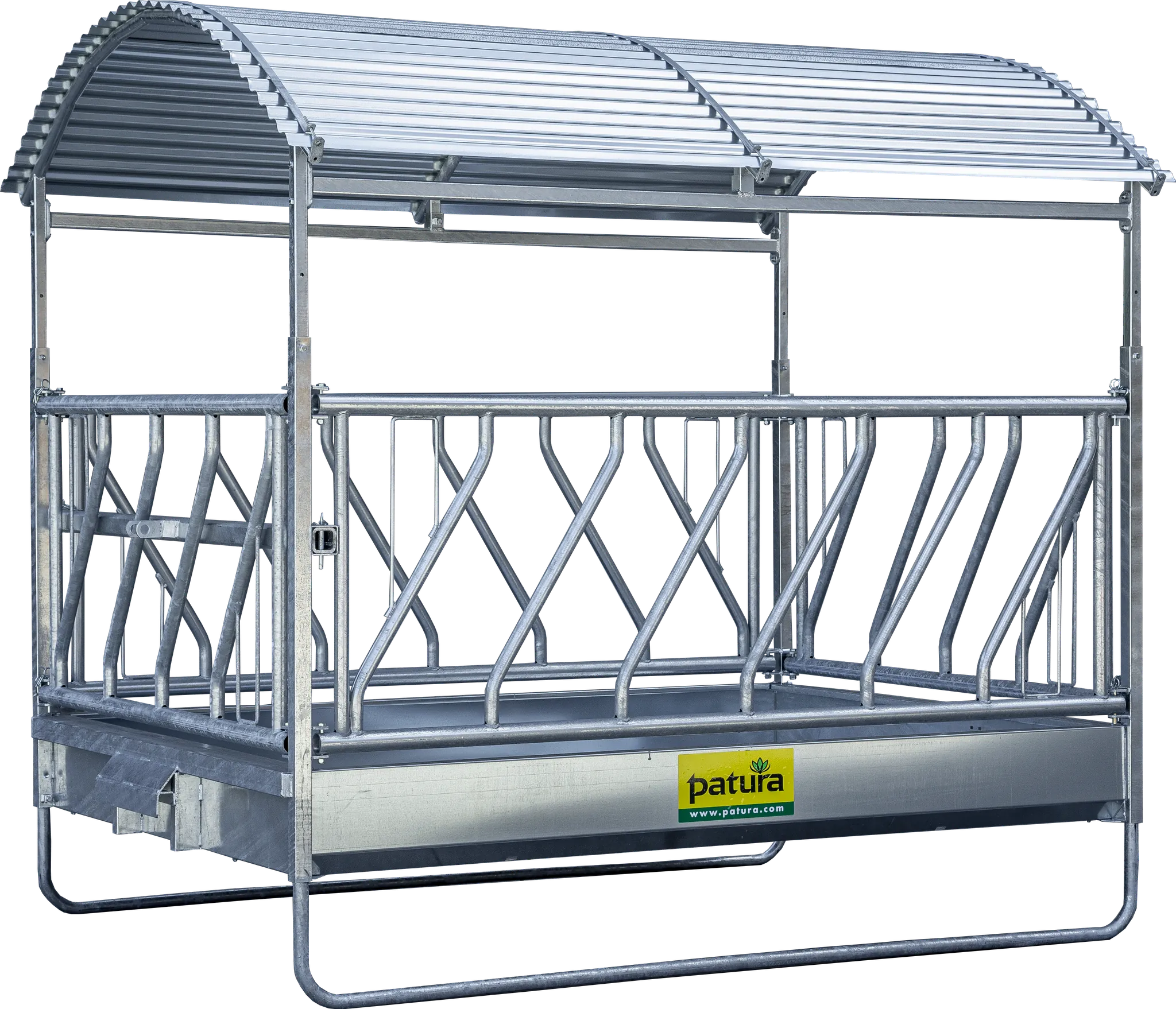 Großballenraufe mit Schrägfressgittern und Dach, 2,85 x 2,05 m