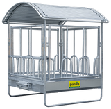 Profi-Viereckraufe mit Universalfressgitter und Dach