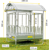 Profi-Viereckraufe mit Universalfressgitter und Dach