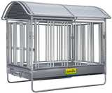 Großballenraufe mit Sicherheits-Pferdefressgittern und Dach