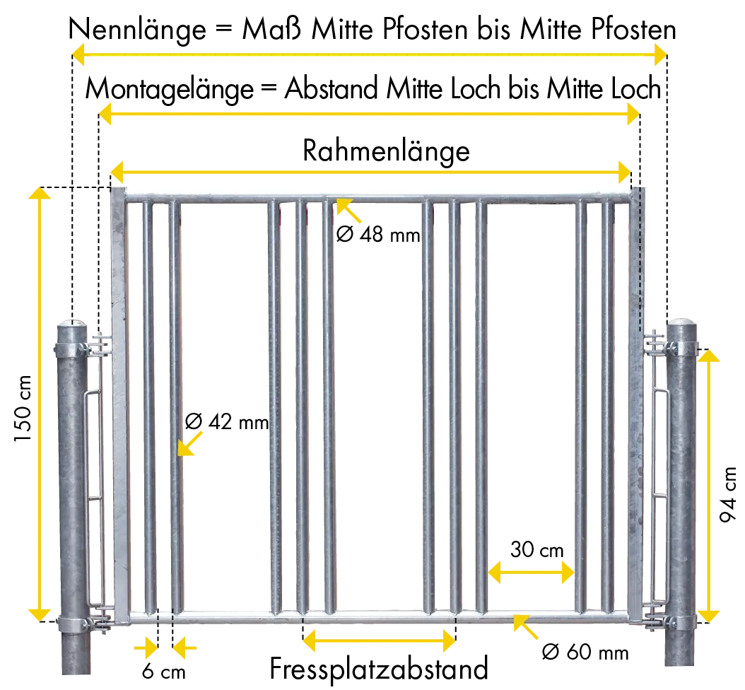 Sicherheits-Pferdefressgitter l = 273 cm 5 Fressplätze für Großballenraufe