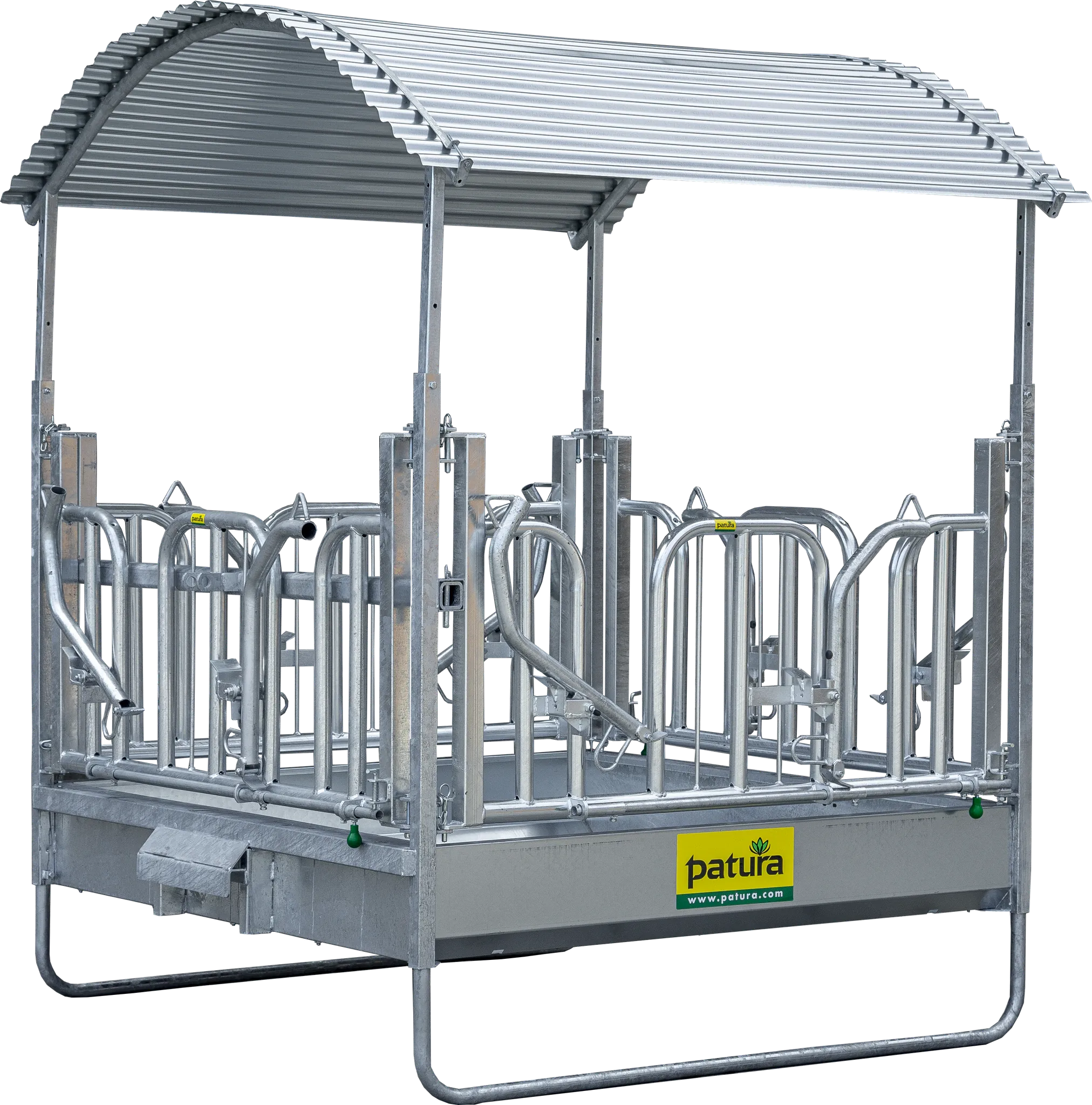 Profi-Viereckraufe mit Schwedenfressgittern und Dach