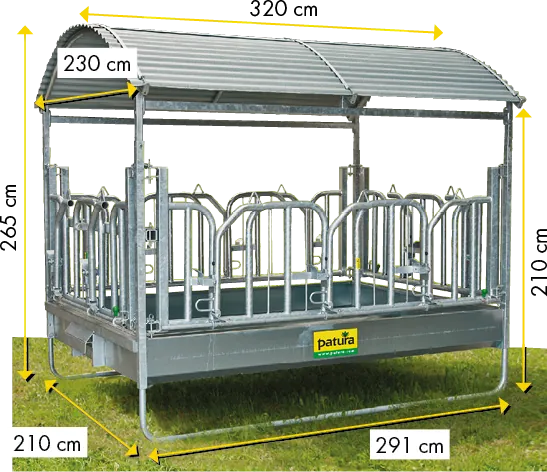 Großballenraufe mit Schwedenfressgittern und Dach