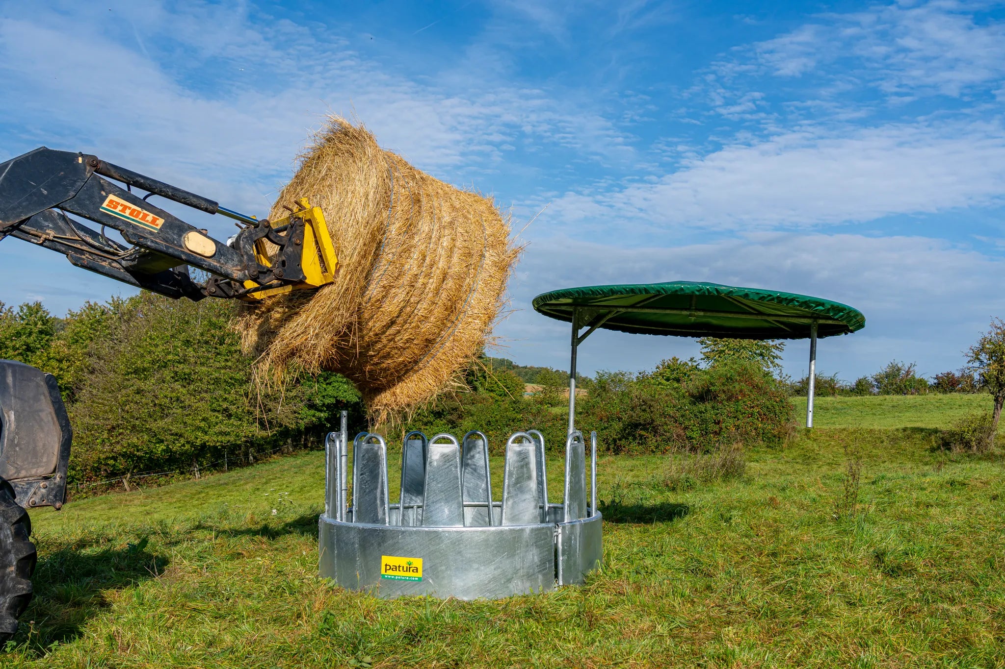 Dach für Rundraufe 12 FP drehbar mit Plane