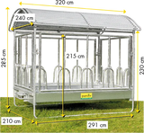 Großballenraufe mit Universalfressgittern und Dach