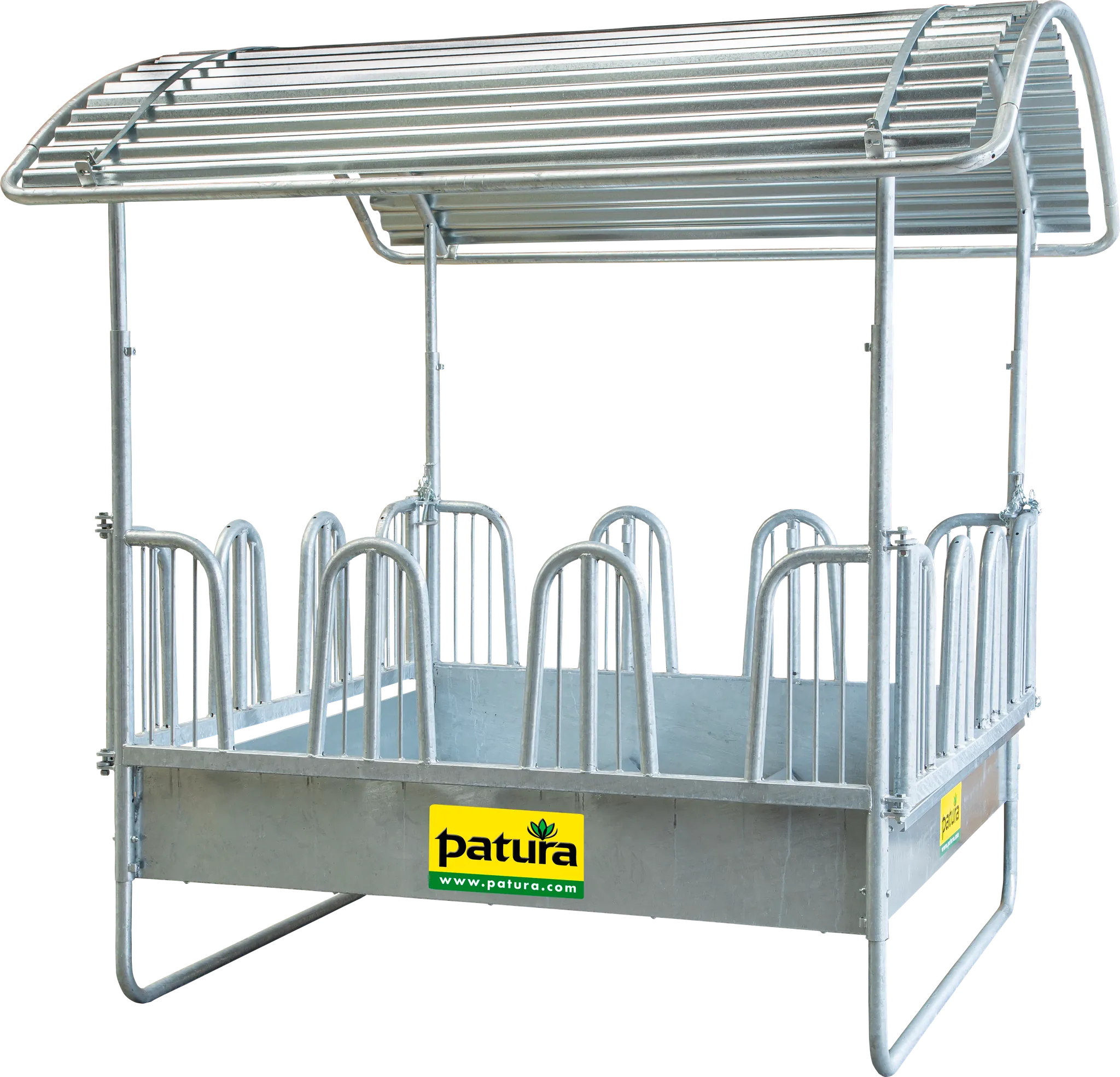 Compact-Viereckraufe 12 Fressplätze mit Sicherheits-Palisadenfressgittern