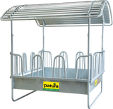 Compact-Viereckraufe 12 Fressplätze mit Sicherheits-Palisadenfressgittern