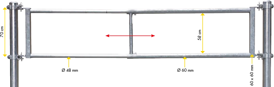Abtrennung R2 (170/270) Montagelänge 1,50 - 2,50 m, H= 70 cm