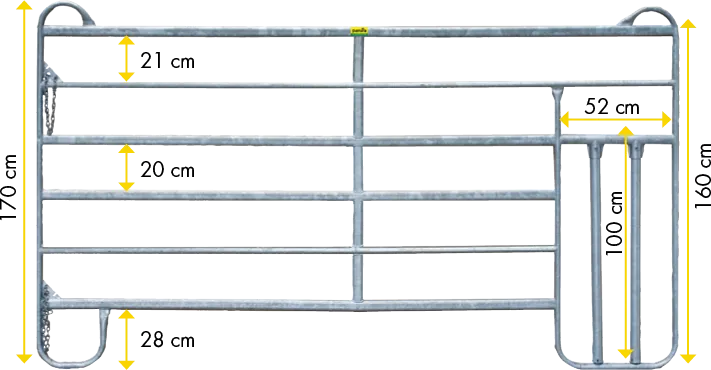 Panel-6 mit Kälberschlupf 3 m Breite 3,00 m, Höhe 1,70 m