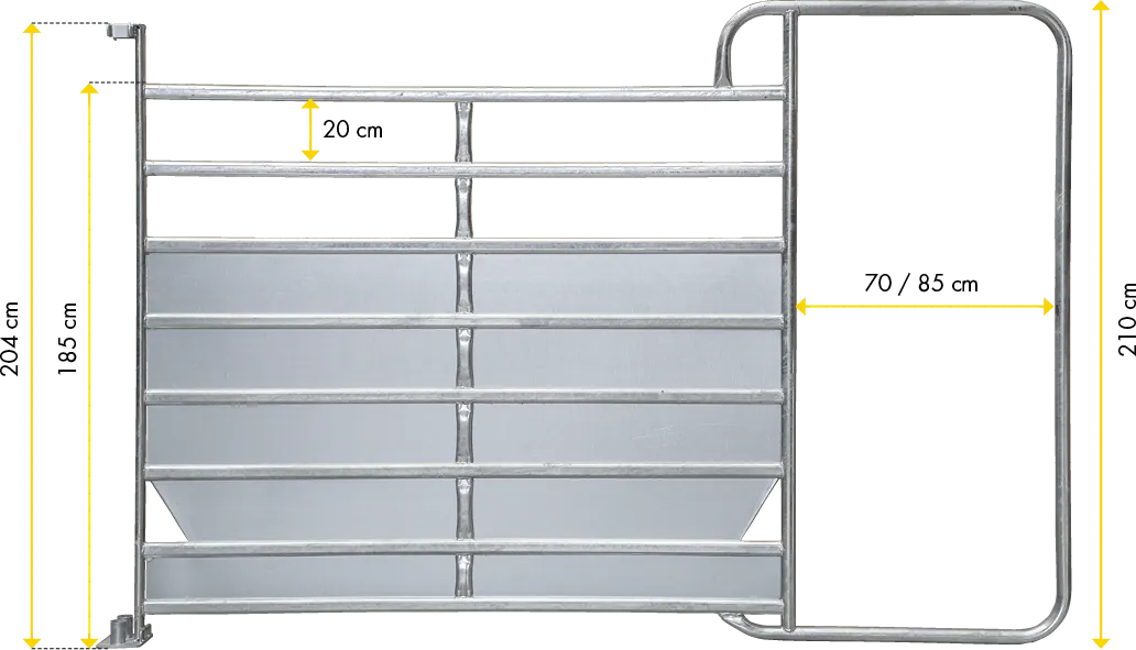 Panel-8 mit Rahmen Plus 3,05 m, H= 2,10 m, vz, Durchgangsbreite 70 cm