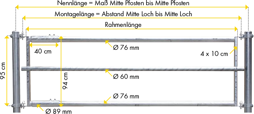 Futtertischabtrennung 3 Rohre, 3 m, vz