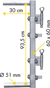 Abschlussrohr 60x60 für Fressgitter f. Schnellverschluss TS und Anschraubt.