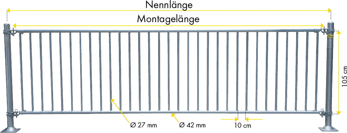 Abtrennung Kälber 5,00 m mit senkrechten Rohren