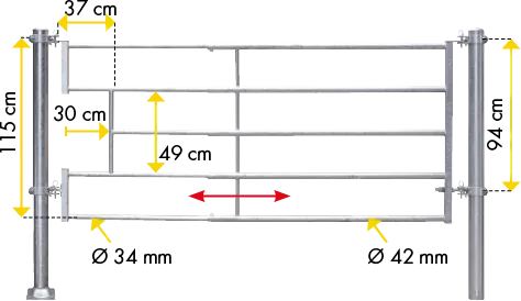 Abtrennung leicht (2/3), Becken Montagelänge 2,00 - 2,80 m
