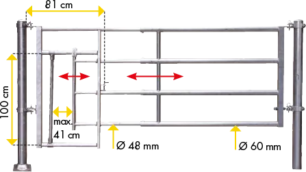 Abtrennung R4 (4/5) Kälberschlupf Montagelänge 4,45 - 5,45 m