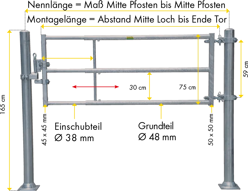 Tor TS3 (170/270) mit Schnellverschluss Montagelänge 1,50 - 2,50 m