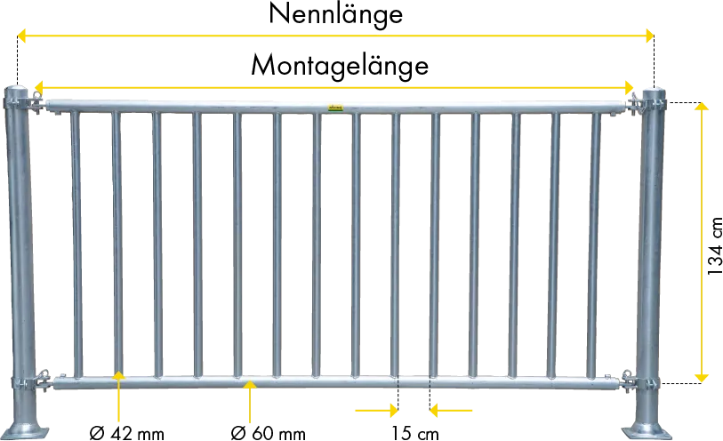 Abtrennung V 3,00 m mit senkrechten Rohren