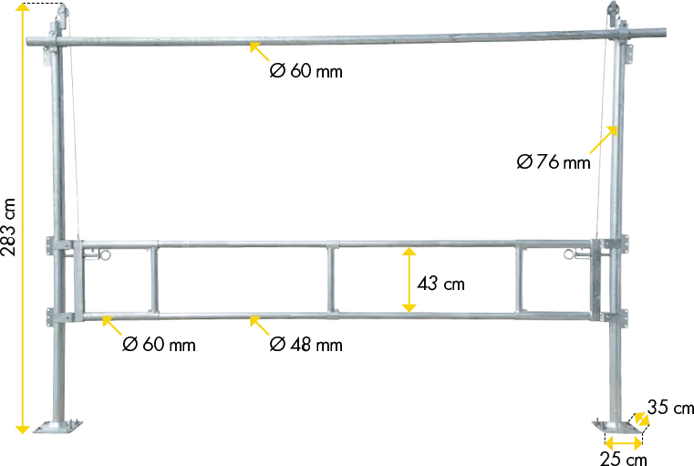 Hubtor für Treibgänge, inkl. Pfosten