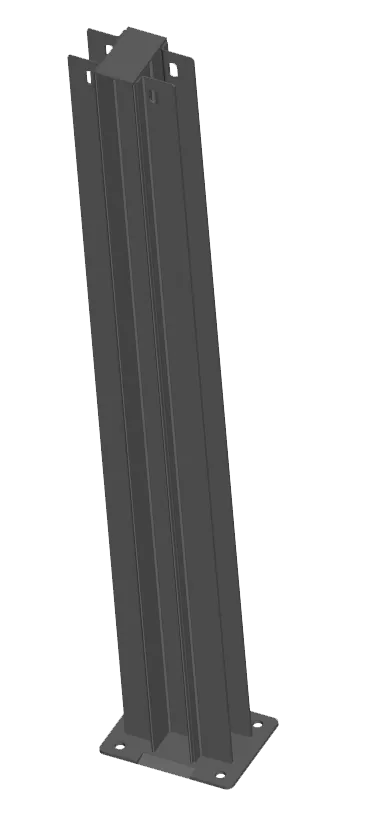 Pfosten mit Bodenplatte, für Doppelreihen (hinten)