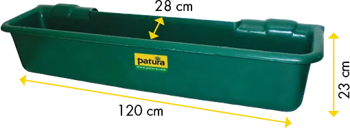 Kunststoff-Langtrog, 50 Liter, grün zum Einhängen in Rohre bis 2"