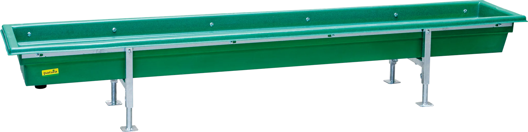 Futtertrog für Kälber und Schafe, 2,5 m Kunstst., Gestell vz, höhenverstellbar