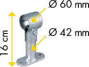 Mittelstütze mit Bodenplatte und T-Schelle verzahnt