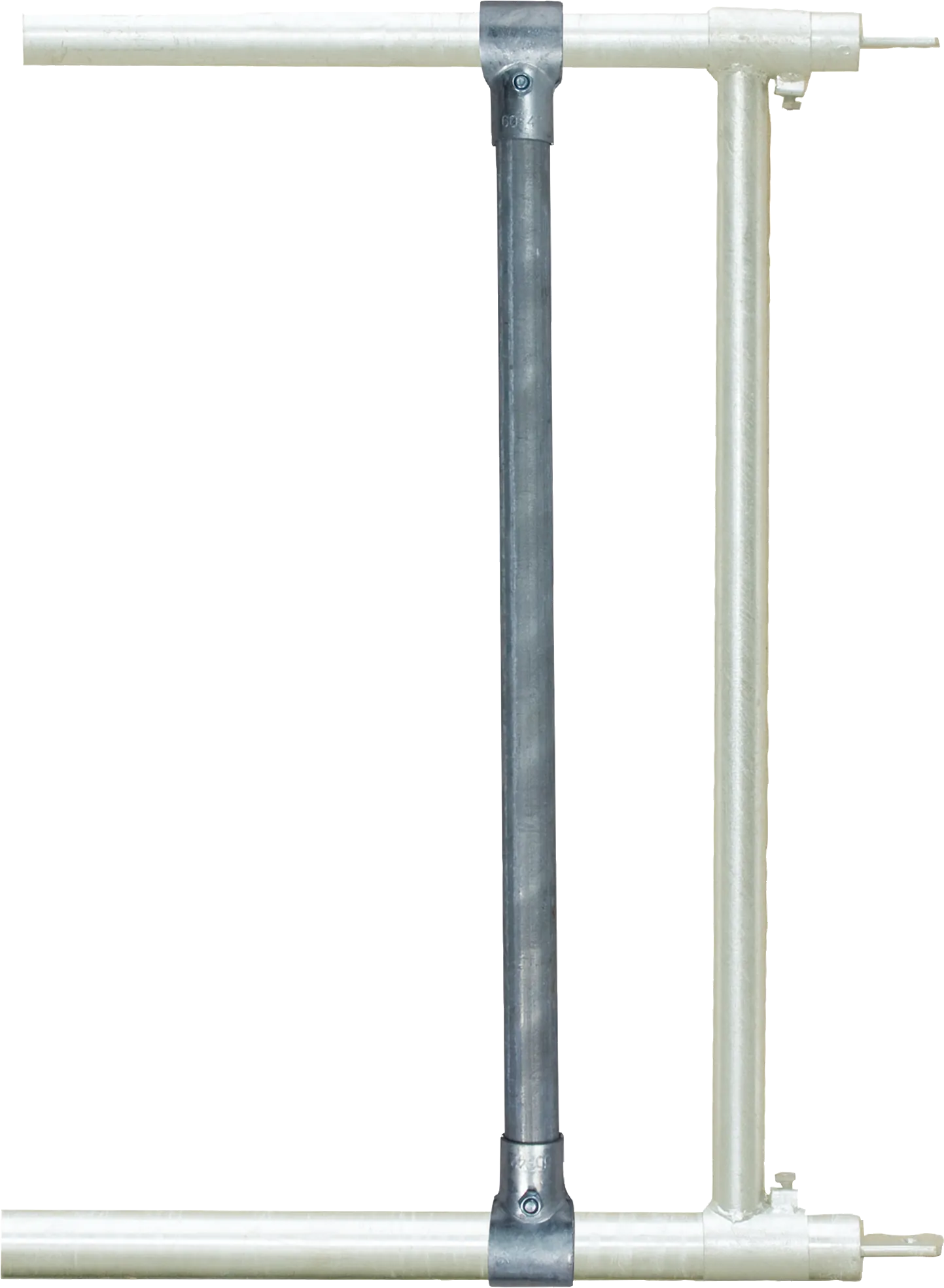 Zusatzstange mit 2 T-Schellen, 1 1/2" x 1 1/4" f. Verlängerung Freßgitter, vz