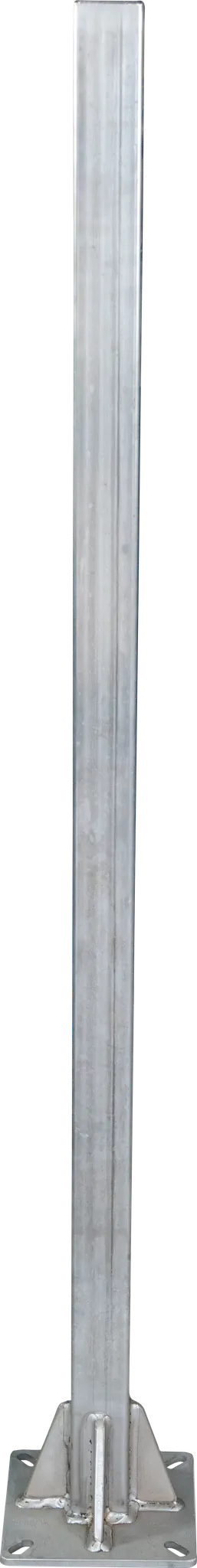 Pfosten Quadrat 60 mm, L= 1,50 m mit Bodenplatte, Edelstahl