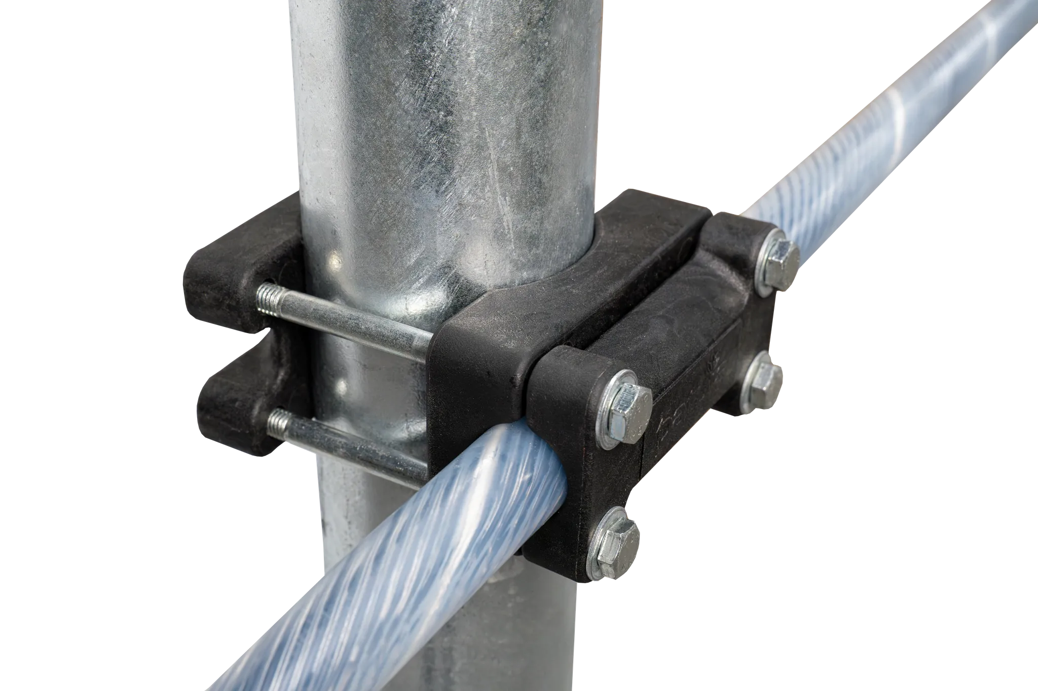 Kreuzklemme flexibles Nackenseil für Pfosten d= 76 mm