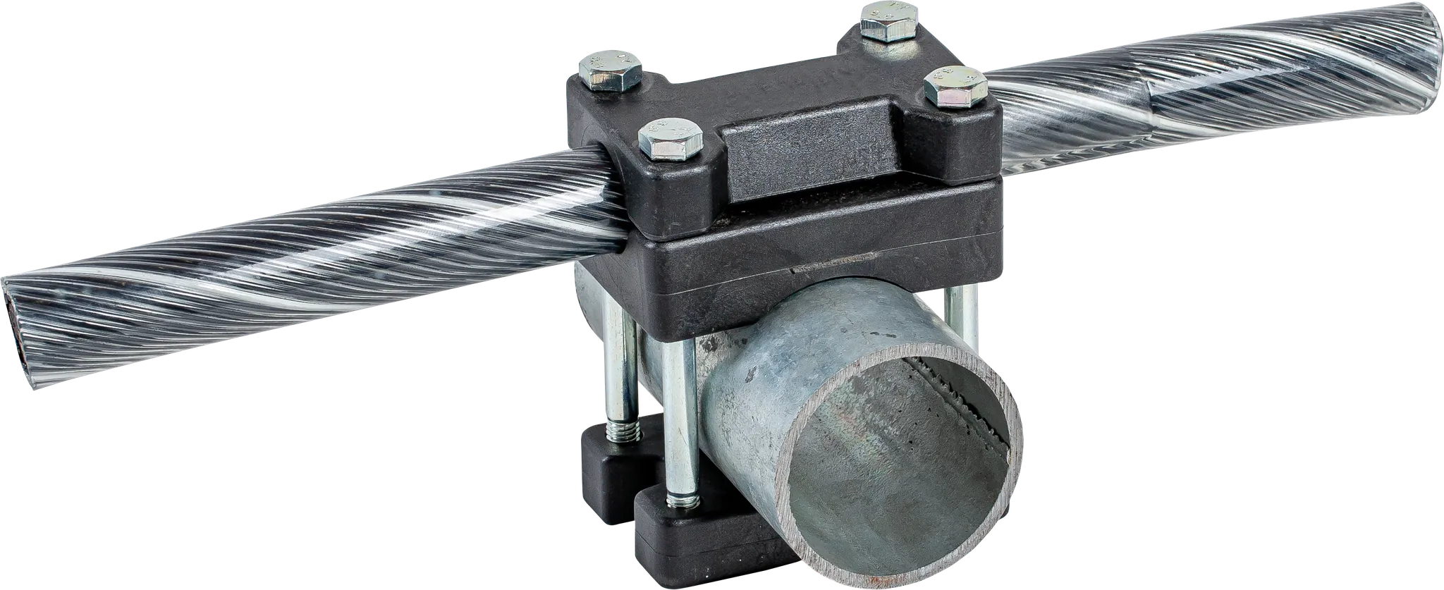 Kreuzklemme flexibles Nackenseil auf Rohr mit d= 60 mm