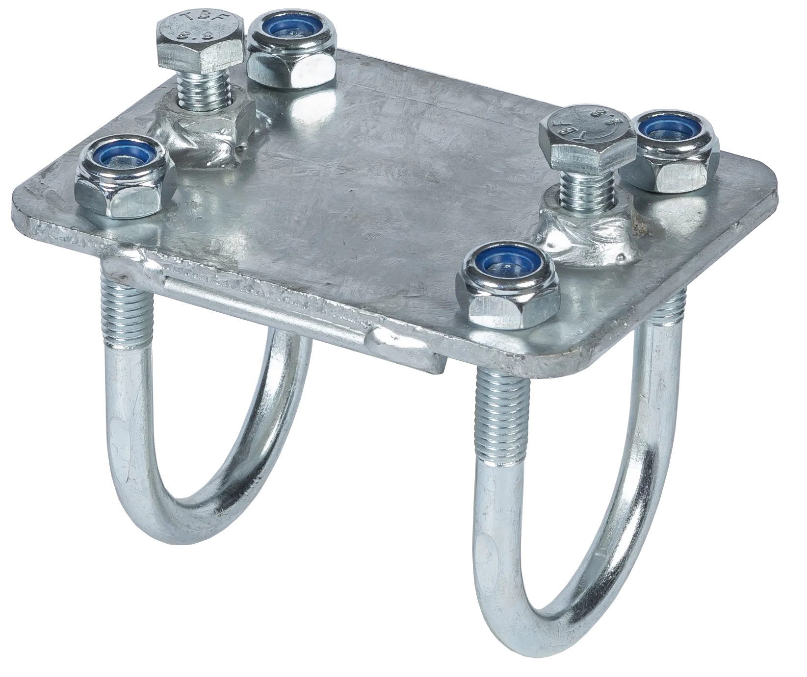 Halter für Nacken- und Nasengurt mit Bügelschrauben für Rohr d=60,3 mm