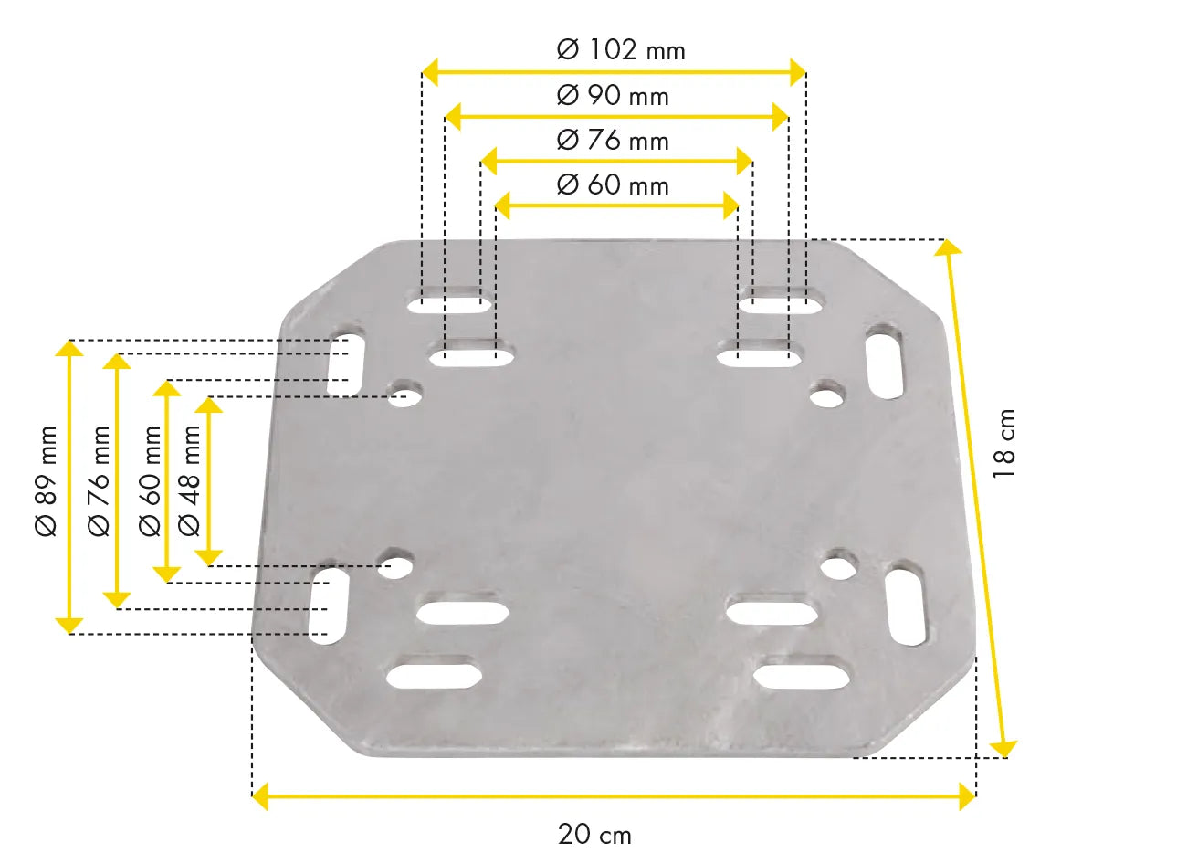 Adapterplatte Universal für Pfosten-Rohrverbindung