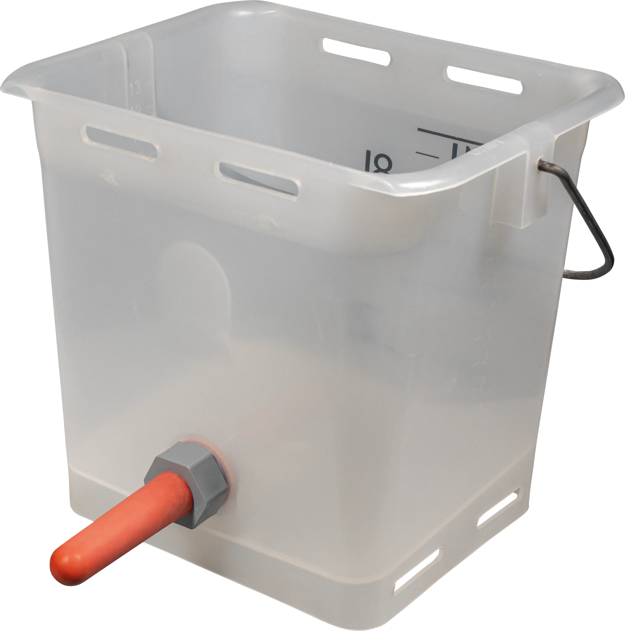 Nuckel-Tränkeeimer 13 l transparent kpl. mit Sauger, mittel und Kugelventil