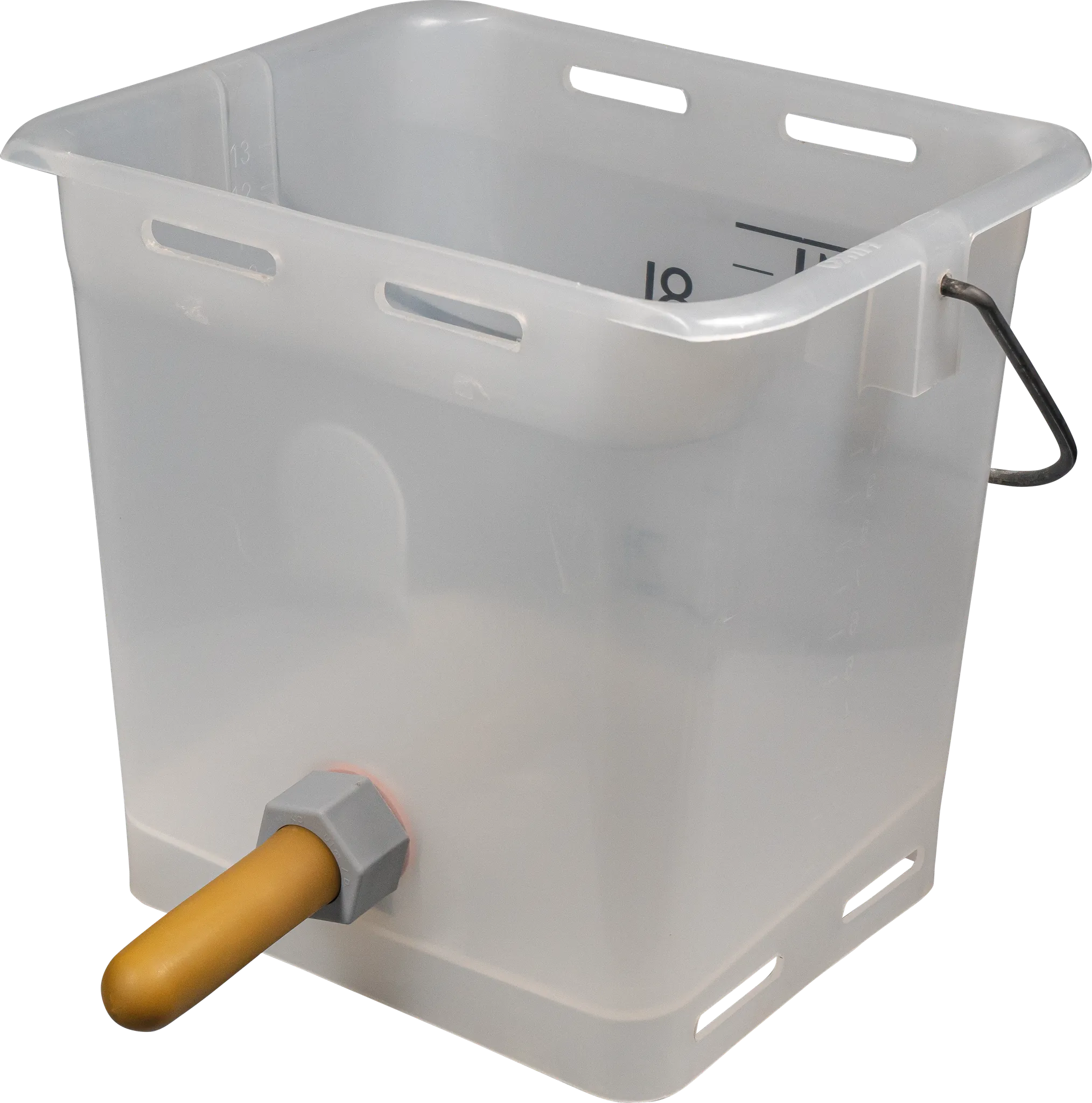 Nuckel-Tränkeeimer 13 l, transparent kpl. mit Sauger, weich und Kugelventil