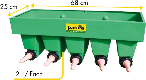 Kälber-Bar, 5 Nuckel mit Fächern mit Zubehörbeutel