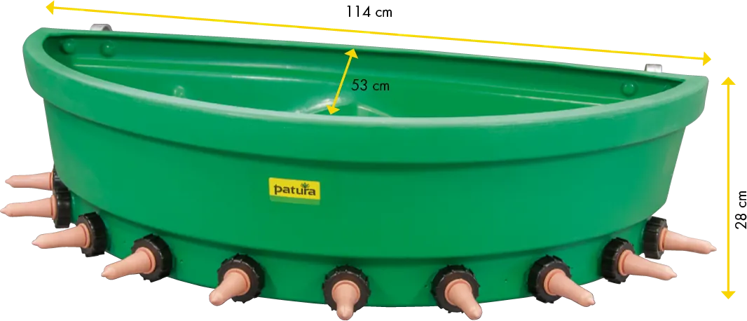 Kälber-Bar, 10 Nuckel halbrund mit Zubehörbeutel