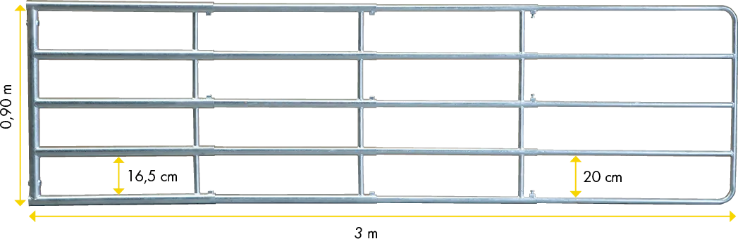 Dreifach verstellbares Weidezauntor Compact, Länge 1,25 - 3,00 m, Höhe 90 cm