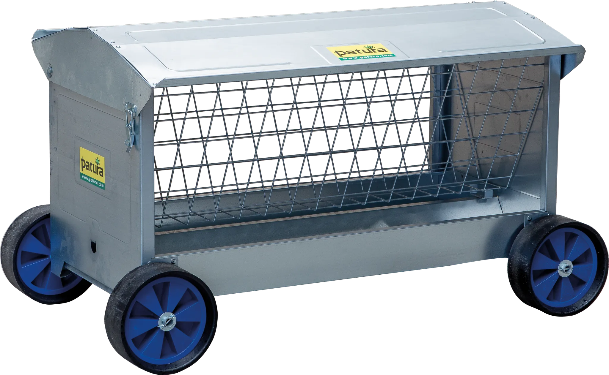Heuraufe mit Rädern, L=1,25m mit Dach, für Lämmer und Schafe