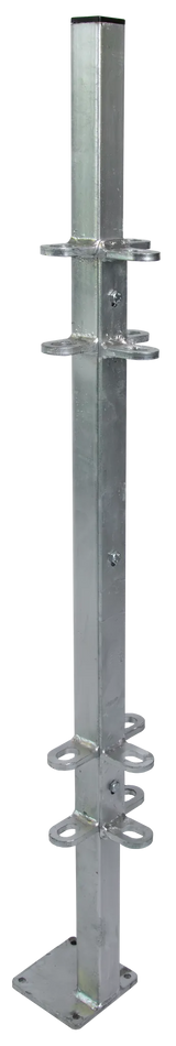 Pfosten Quadrat 40 mm, L= 1,15 m mit Bodenplatte außermittig