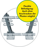 Pfosten Quadrat 40 mm, L= 1,15 m mit Bodenplatte außermittig